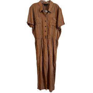 NWT Sanctuary Brown Utility Jumpsuit Size Large Short Sleeve Elastic Band